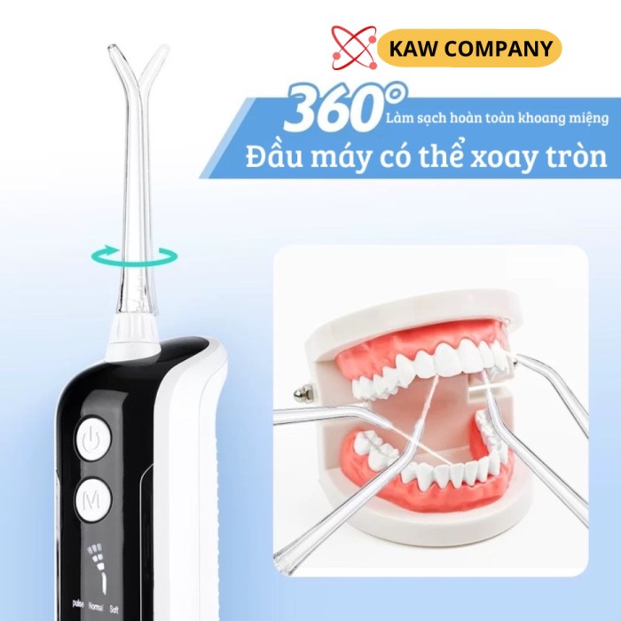 Máy tăm nước cầm tay KAW - 4 đầu phun đa năng, màn hình LED thông minh, làm sạch răng toàn diện, bảo vệ nướu