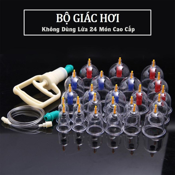 Bộ Giác Hơi Chân Không KAW 24 Cốc Chính Hãng - Không Dùng Lửa, Kèm Dụng Cụ Cạo Gió Giảm Mệt Mỏi, Bảo Hành 12 Tháng