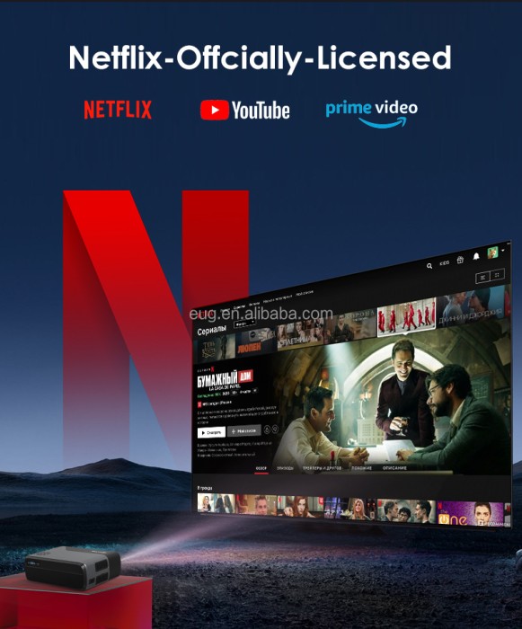 Máy chiếu KAW A8 Mini 4K - Trình Chiếu Chính Hãng Google, Hỗ Trợ Netflix, Full HD 1080P, WiFi & Bluetooth