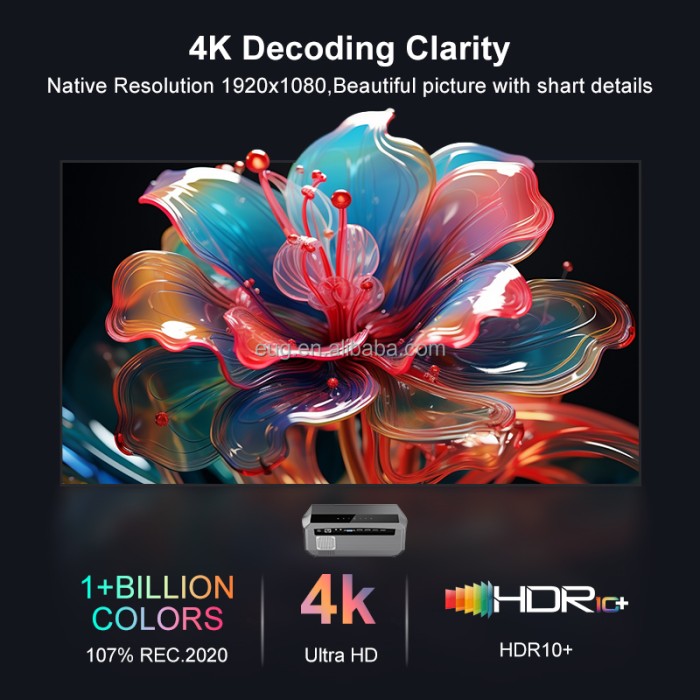 Máy chiếu KAW Smart 4K WiFi - Công Nghệ LED Cao Cấp, Trình Chiếu Siêu Nét