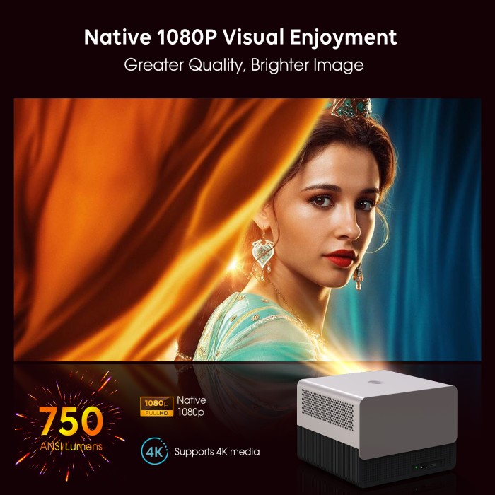 Máy chiếu KAW 1080P FHD - Độ Nét Cao, Trải Nghiệm Giải Trí Tuyệt Vời