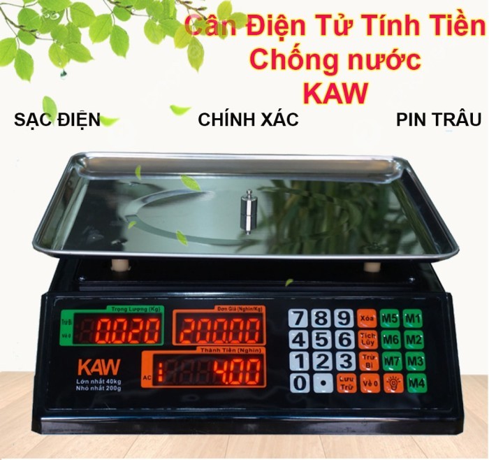 Cân Điện Tử Tính Tiền Chống Nước KAW, Thân Inox, Bền Bỉ, Chống Ăn Mòn