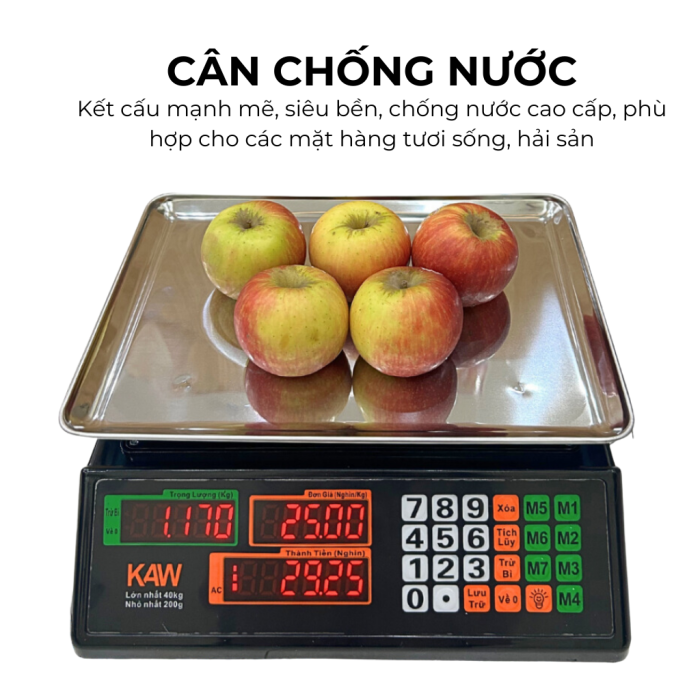 Cân Điện Tử Tính Tiền Chống Nước KAW, Thân Inox, Bền Bỉ, Chống Ăn Mòn